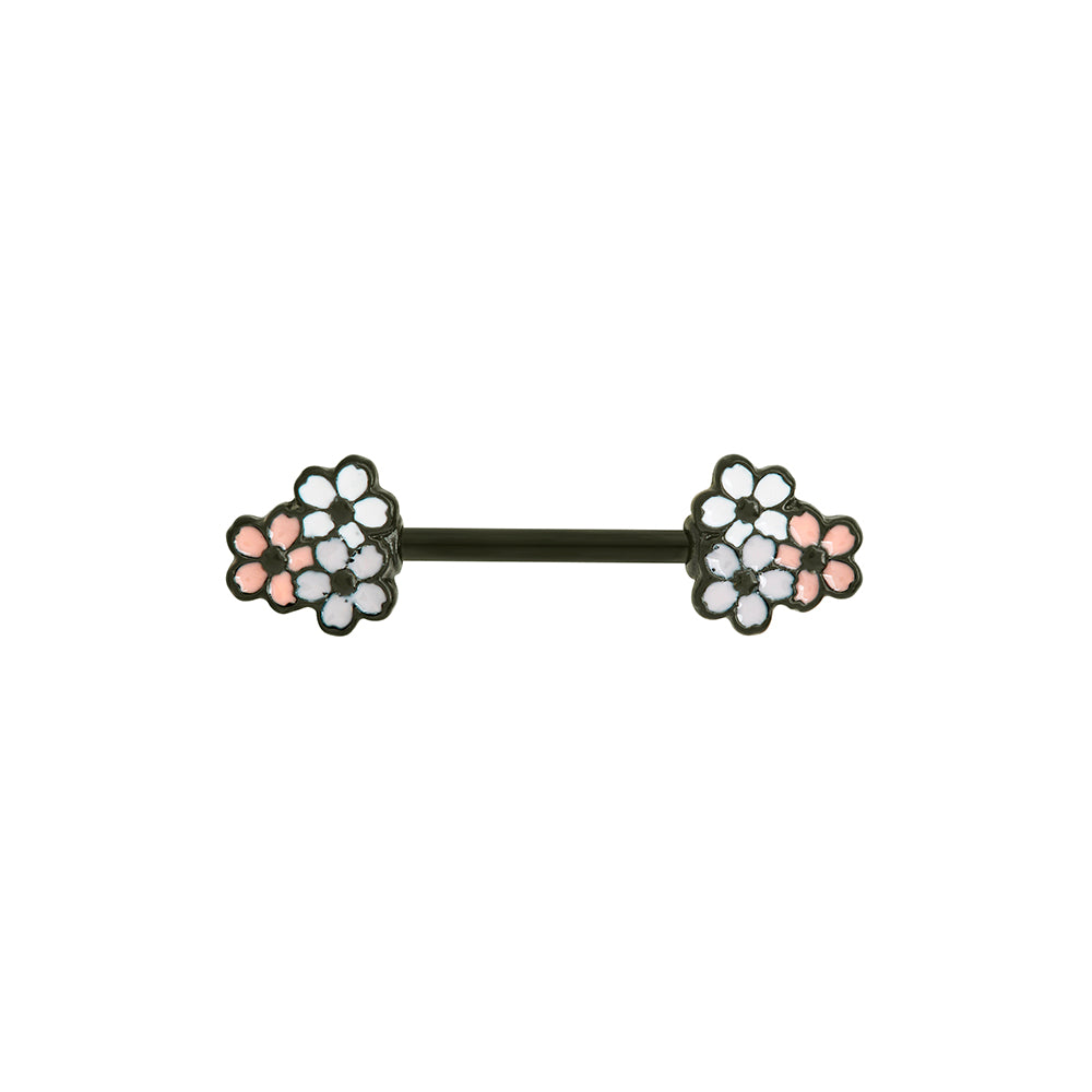 14g 13.3mm Cherry Blossoms PVD Black Nipple Barbell — Price Per 1 – Painful  Pleasures