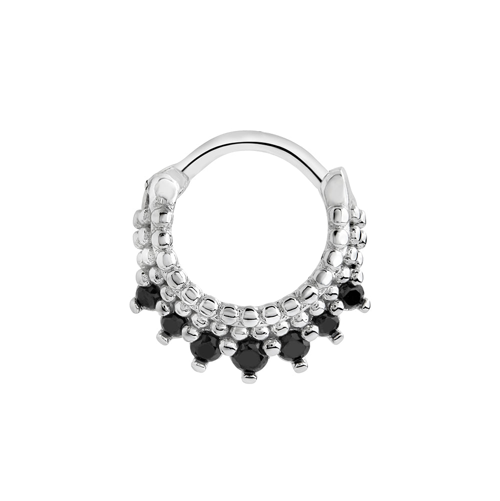 16g Rhodium Plated Black Jeweled Bijoux Steel Septum Clicker Painful