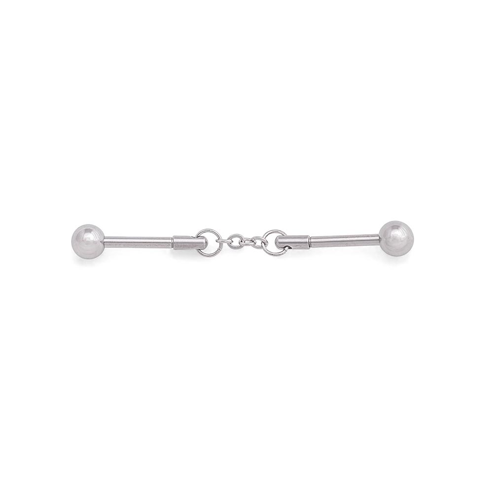 Industrial Straight Barbell 316L Steel 1.2mm/16G Ring w/ Two Balls