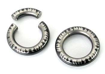 Black Titanium Hoop Pincher Septum Nose Ring 10 gauge 10g