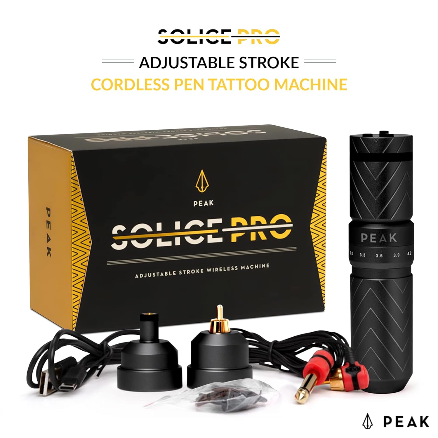 Peak Solice Pro Adjustable Stroke Wireless Pen Tattoo Machine — Pick Color