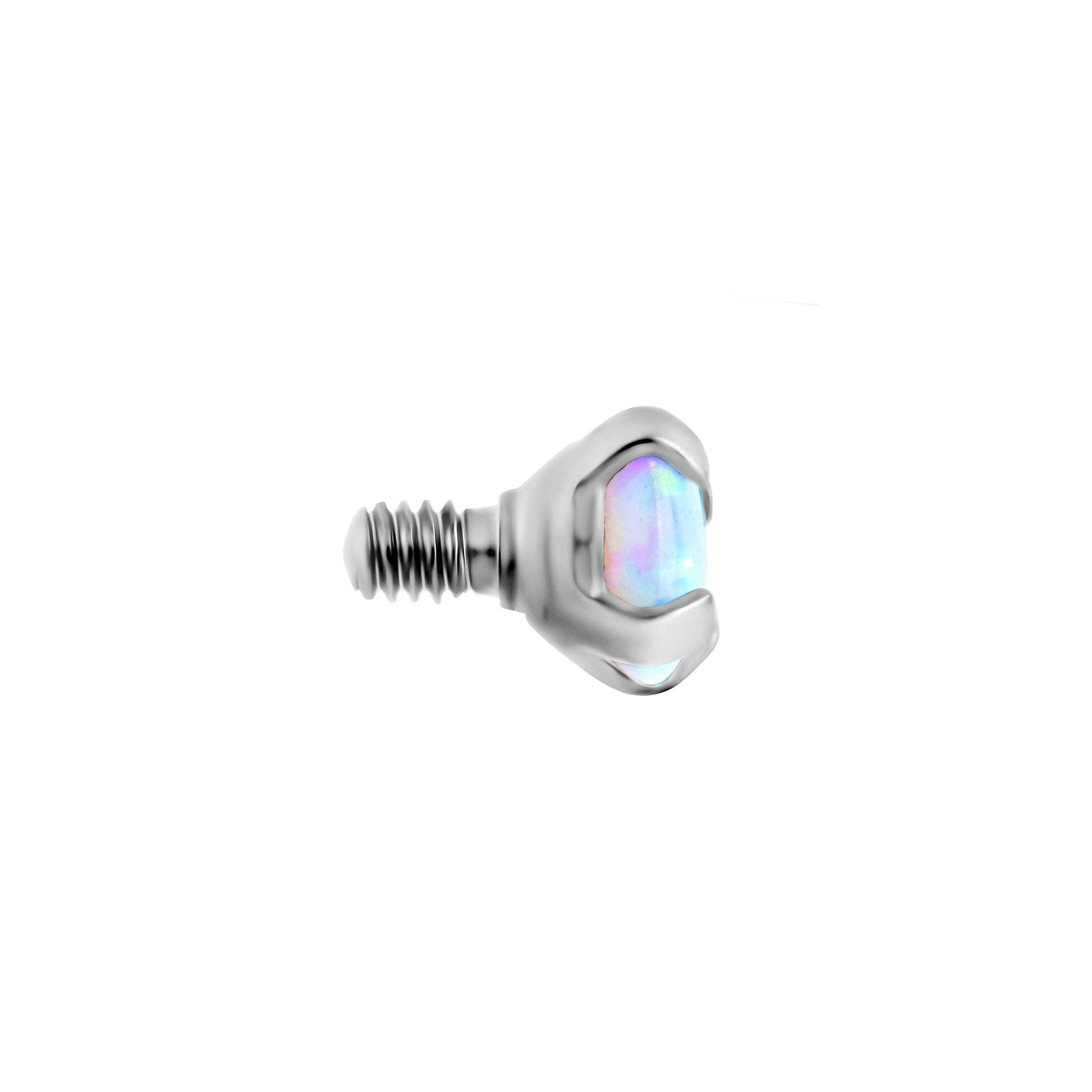 Tilum 14g-12g Internally Threaded Square Prong-Set 3mm Round Opal Top - Price Per 1