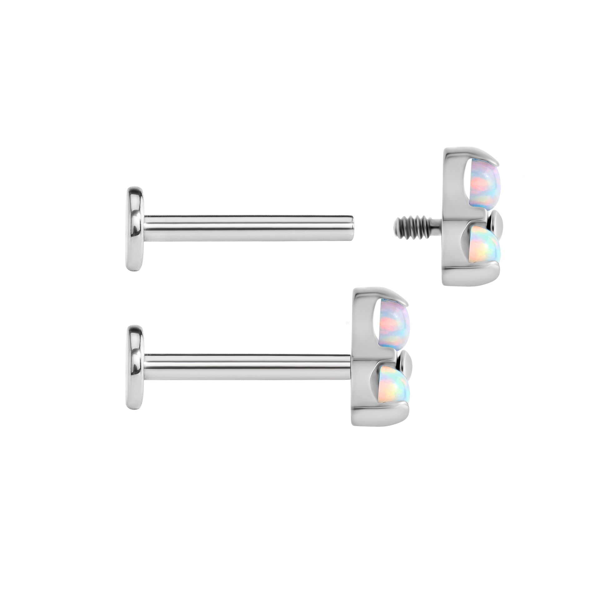 Tilum 14g-12g Internally Threaded Micron Bead Row Opal Titanium Top - Price Per 1