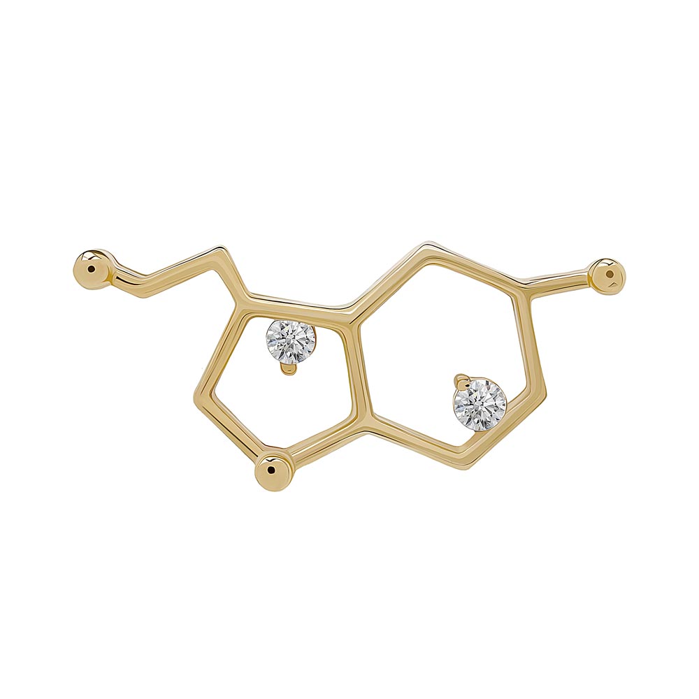 Tilum 14kt Yellow Gold Serotonin Molecule Threadless Top - Price Per 1