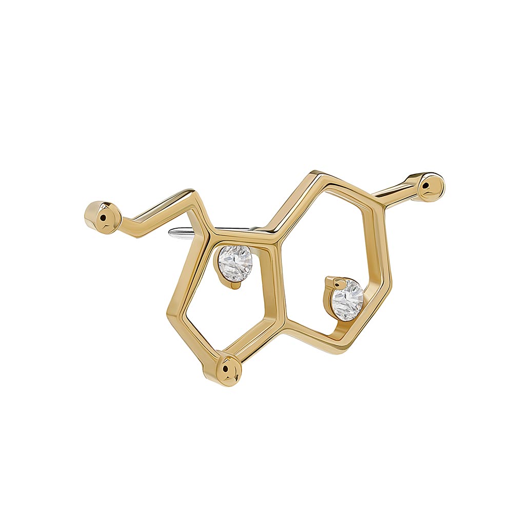 Tilum 14kt Yellow Gold Serotonin Molecule Threadless Top - Price Per 1