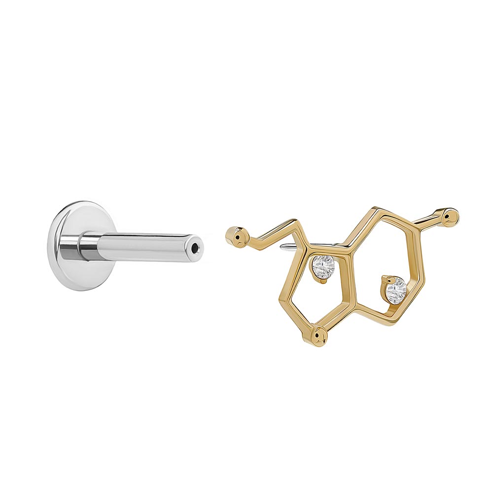 Tilum 14kt Yellow Gold Serotonin Molecule Threadless Top - Price Per 1