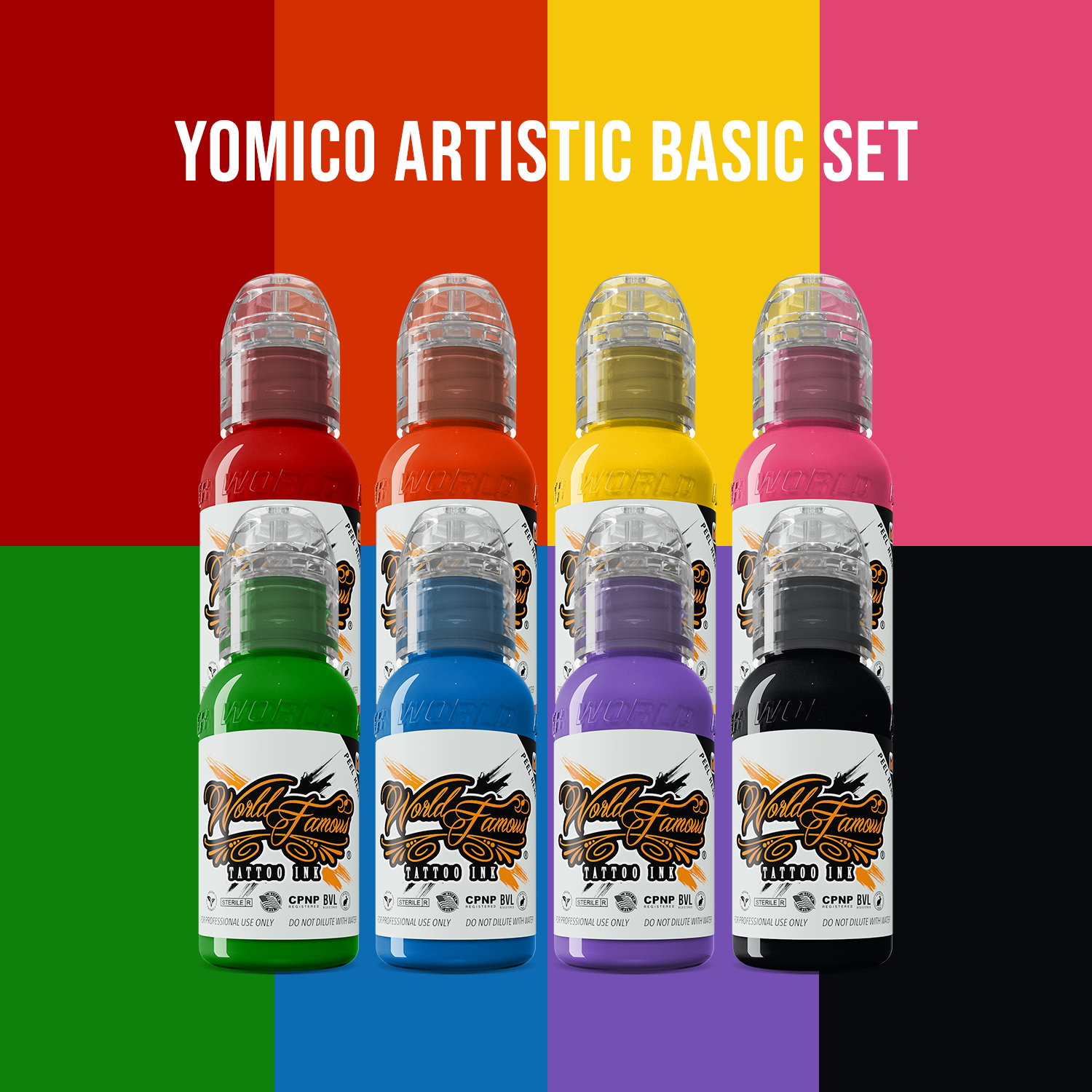 Yomico Moreno Artistic Basic Set — World Famous Tattoo Ink — 1oz