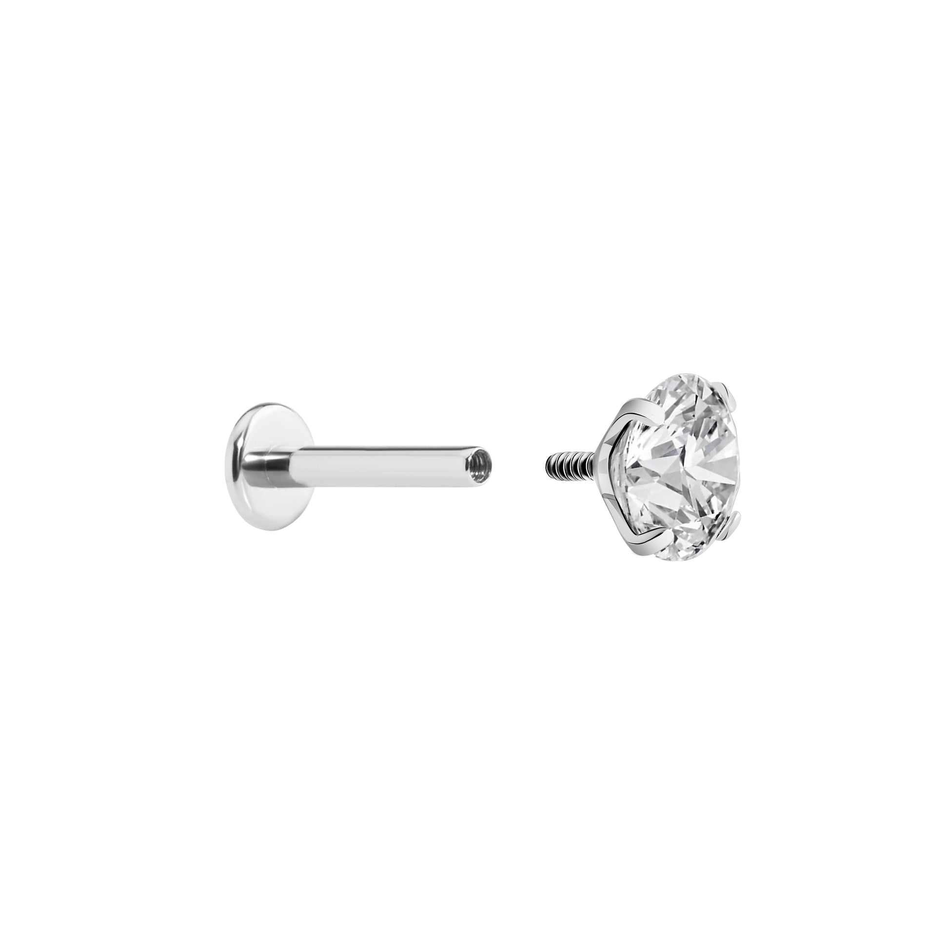 18g–16g Internally Threaded Crystal or Black Prong-Set Jewel Top — Price Per 1