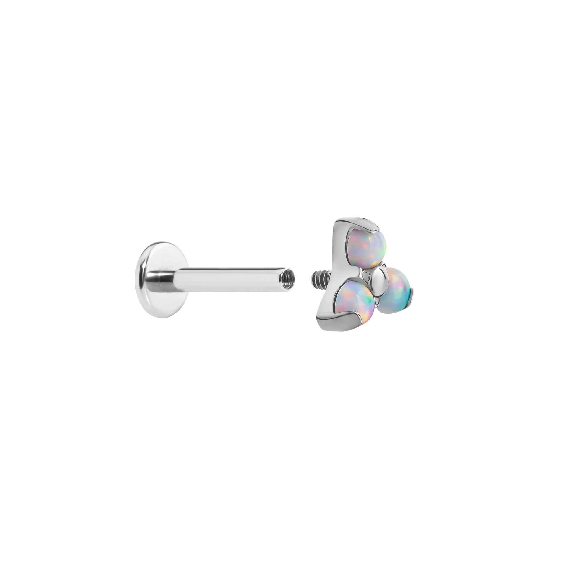 Tilum 14g-12g Internally Threaded Micron Bead Row Opal Titanium Top - Price Per 1