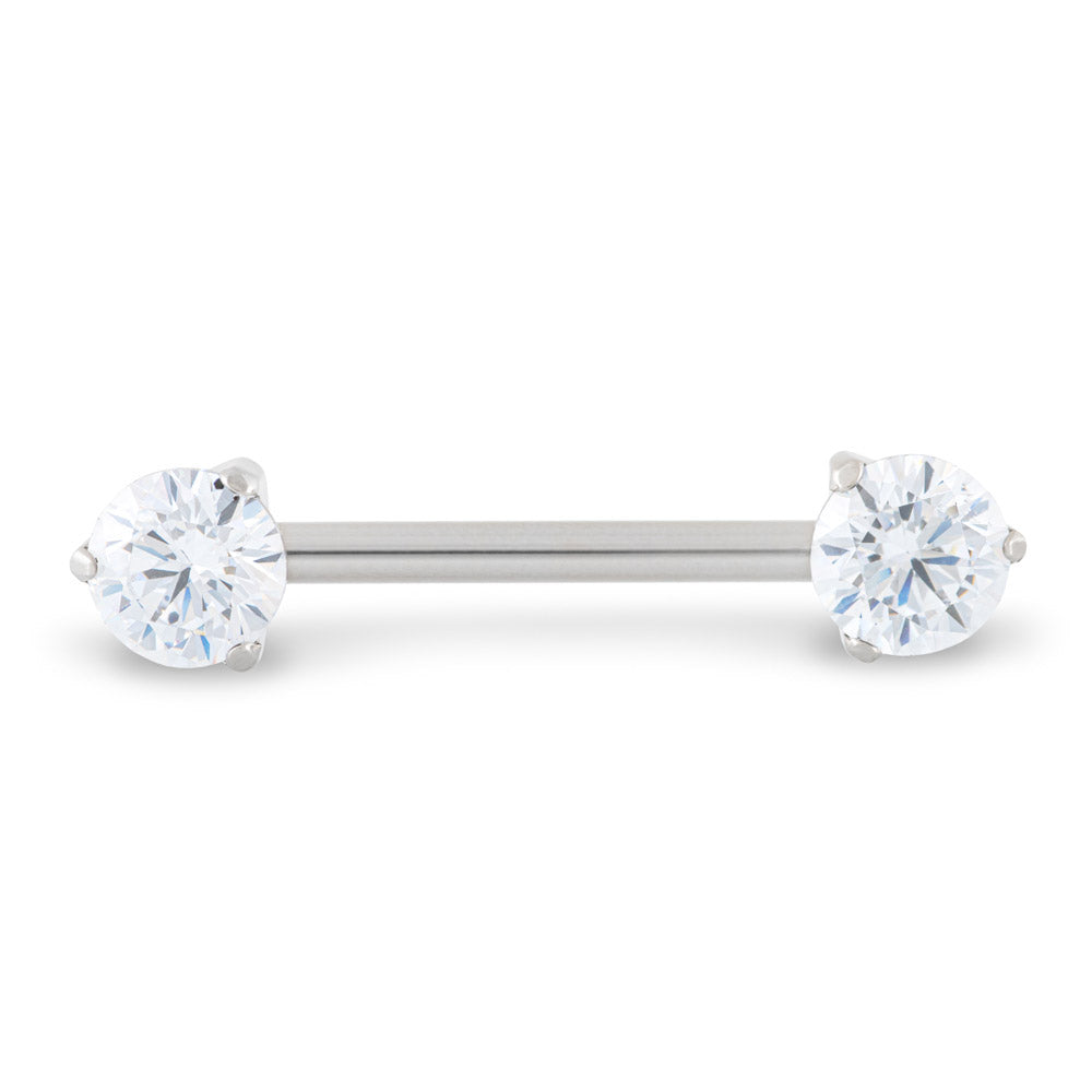 Tilum 14g ~9/16” Prong-Set Jewel Threadless Titanium Nipple Barbell ...