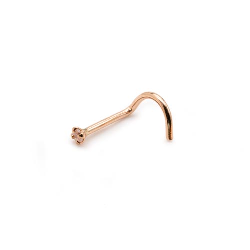 Tilum 20g 14kt ROSE Gold 1.5mm CZ Jewel Nose Screw