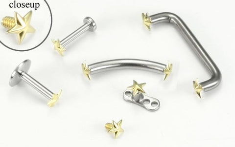 Tilum 18g-16g Internally Threaded Replacement YELLOW GOLD 3D STAR - Price  Per 1