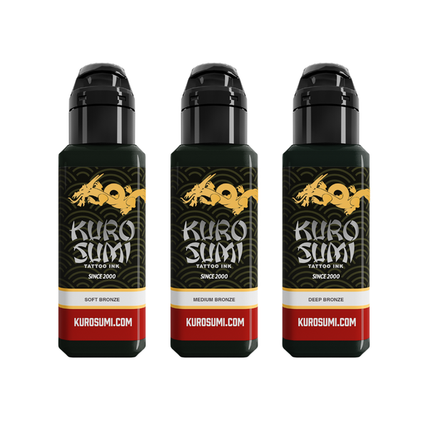 Kuro Sumi Tattoo Ink Shading Set, Bronze