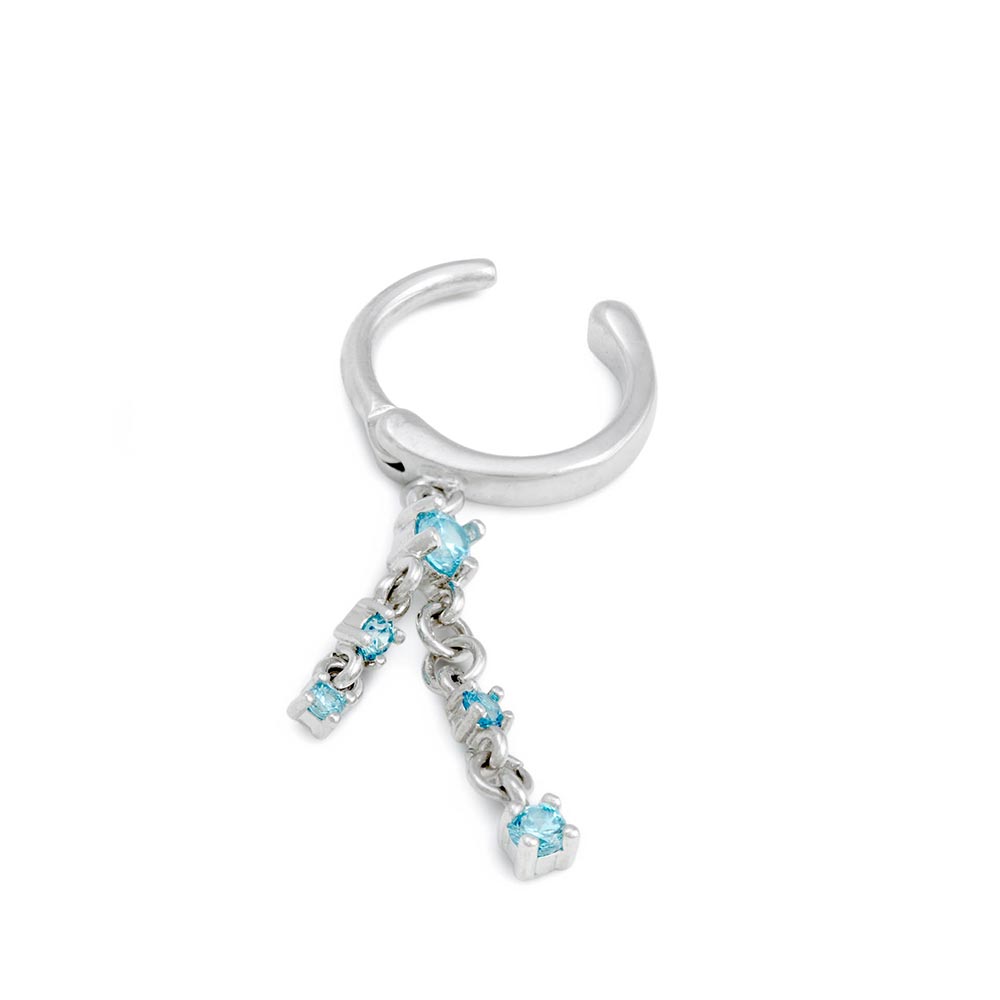 Dangling Blue Crystals Clicker Ring