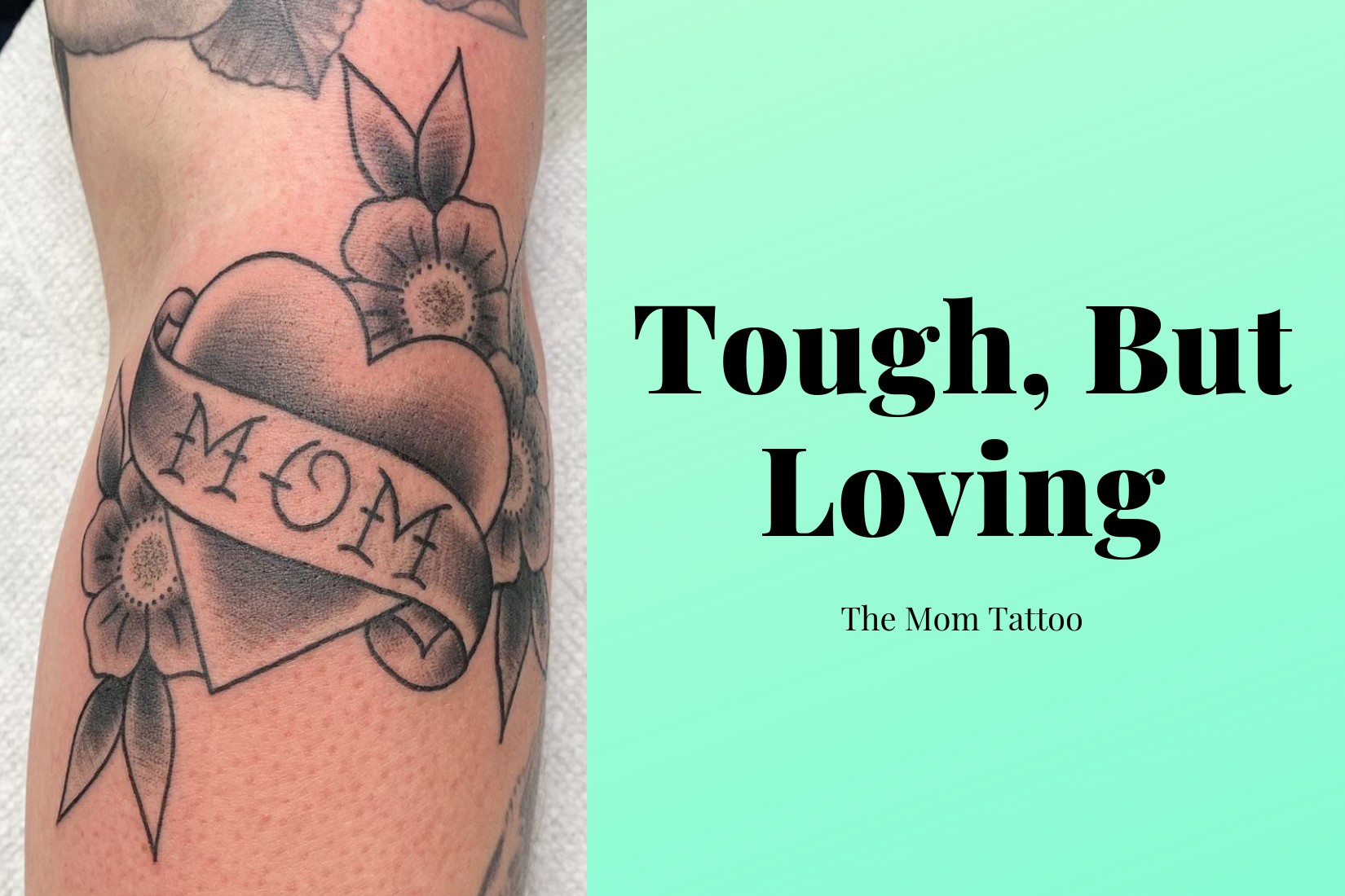 Badass mom with skeleton heart hands tattoo font